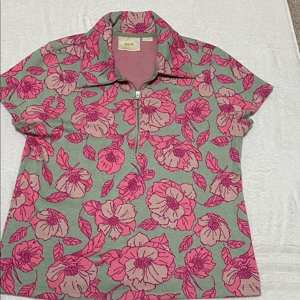 Anthropologie Maeve Short Sleeve Knot Top